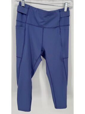 Layer 8 Womens Blue High Waisted Cropped Leggings With Side Pockets Size S